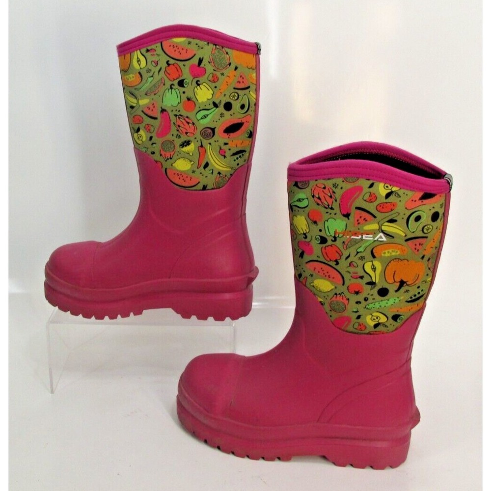 HISEA Women Waterproof Rain Boots Neoprene Rubber Mud Garden Snow Barn Pink